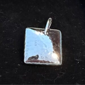 Bold Square Hammered Silver Pendant